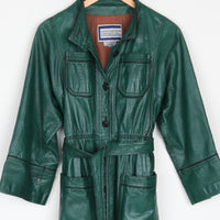 Green Leather Trench Coat