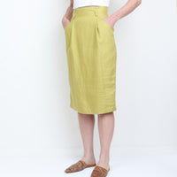 Chartreuse Linen Skirt