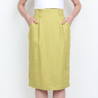 Chartreuse Linen Skirt