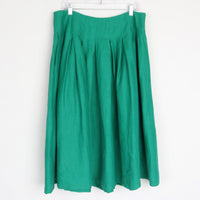 Green Linen Midi Skirt L