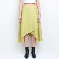Chartreuse Linen Wrap Skirt L/XL