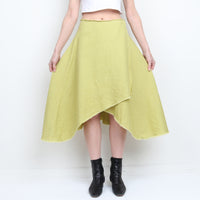 Chartreuse Linen Wrap Skirt L/XL