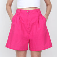 Magenta Linen/Cotton Shorts