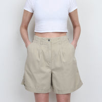 90s Pleated Cotton Shorts