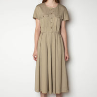 80s Khaki Shirt Dress