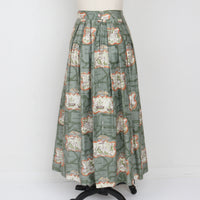 1970s Colonial Print Maxi Skirt S