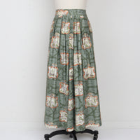 1970s Colonial Print Maxi Skirt S