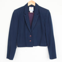 70s Navy 100% Wool Crop Blazer XS/S