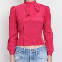 Puff Sleeve Cropped Peplum Blouse