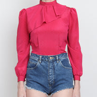 Puff Sleeve Cropped Peplum Blouse
