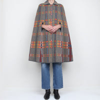 Plaid Wool Cape Coat