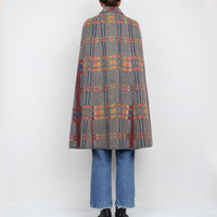 Plaid Wool Cape Coat