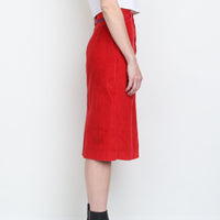 Red Corduroy Midi Skirt
