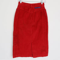 Red Corduroy Midi Skirt