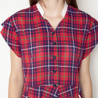 40s Red Plaid Dress