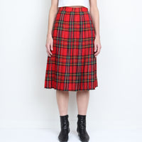 Red Plaid Pleated Skirt