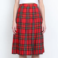 Red Plaid Pleated Skirt