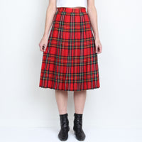 Red Plaid Pleated Skirt