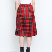 Red Plaid Pleated Skirt