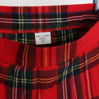 Red Plaid Pleated Skirt