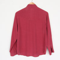 Red Pleated Detail Silk Blouse
