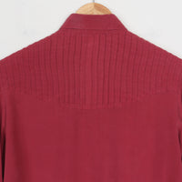 Red Pleated Detail Silk Blouse