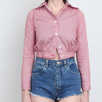 70s Red Stripe Crop Shirt