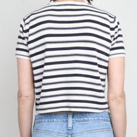 100% Silk Stripe Crop Knit