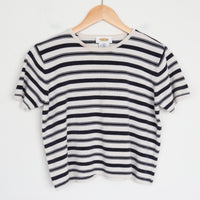 100% Silk Stripe Crop Knit