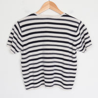 100% Silk Stripe Crop Knit