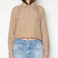 Tan Silk Crop Blouse
