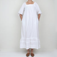 70s White Cotton Maxi Dress