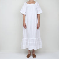 70s White Cotton Maxi Dress