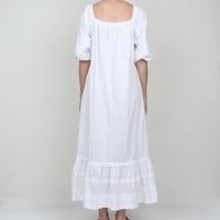 70s White Cotton Maxi Dress