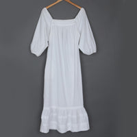 70s White Cotton Maxi Dress
