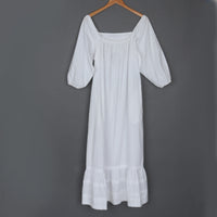 70s White Cotton Maxi Dress