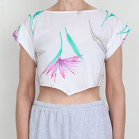 White Floral Crop Top