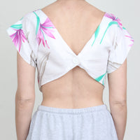 White Floral Crop Top