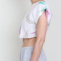White Floral Crop Top