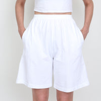 White Cotton Jersey Shorts