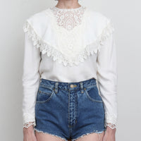 White Lace Bib Blouse