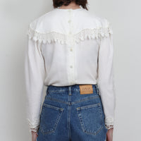 White Lace Bib Blouse