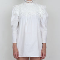 White Lace Trim Mini Dress