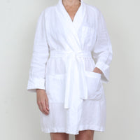 White 100% Linen Robe