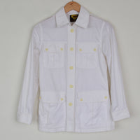 70s White Safari Shirt Jacket XS