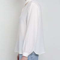 White 100% Silk Blouse L/XL