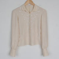 1950s Cream Silk Blouse XS/S