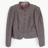 Wool Puff Sleeve Skirt Suit