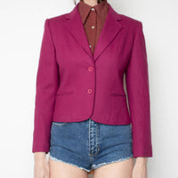 Plum Wool Crop Blazer