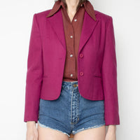 Plum Wool Crop Blazer